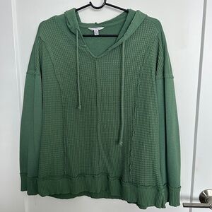 Green Waffle Knit Lightweight Hoodie - Walmart